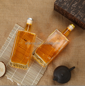 Bouteille de liqueur carrée 250ml 500ml <span class=keywords><strong>Gin</strong></span> Whisky Vin Vodka Bouteille en verre pour brandy rhum avec liège synthétique - Product Image 2