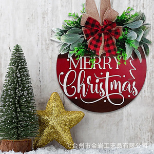 Nouveaux décorations de porte en bois de Noël transfrontalières, ornements décoratifs pour porte d'entrée, décorations d'ambiance haut de gamme, vente en gros - Product Image 1