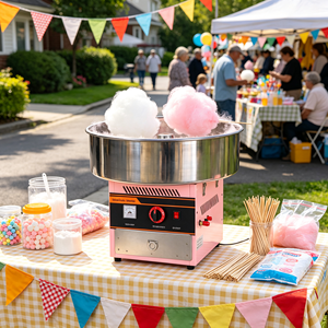 Stainless Steel Bowl Commercial Cotton <b>Candy</b> <b>Machine</b> Automatic Filament Spinning Pink <b>Candy</b> Floss Maker Portable Snack Equipment - Product Image 3