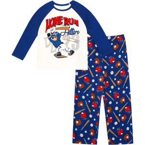 Conjunto de pijama de béisbol personalizado para niños, camiseta de manga larga y pantalones estampados, ropa de dormir suave para niños, conjunto de 2 piezas - Product Image 1