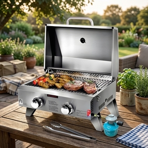 Parrilla de Gas Portátil de Acero Inoxidable para Cocina y Exteriores, Ligera, Plegable, Resistente al Viento, para Propano y Butano - Product Image 1