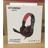 Casque PC en cuir Hyundai H6880 tendance, circum-auriculaire, basses profondes, suppression active du bruit, double connecteur, microphone pour gaming