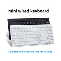 Keyboard Mini USB Portabel Murah Baru 78 Tombol Berkabel Ultra-Tipis Tombol Chiclet Tahan Air Plug and Play Laptop PC Desktop Kantor Rumah