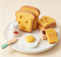 Set Mainan Pemanggang Roti Kayu untuk Anak-Anak, Mainan Simulasi Sarapan, Pembuat Roti, Permainan Peran, Mainan Makanan Dapur