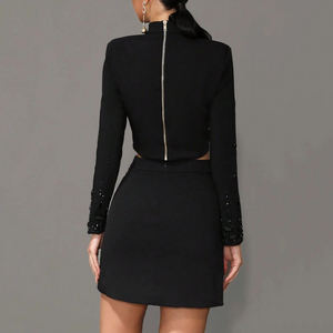 Nouveautés femmes mode couture lourde clou perlé diamant haut court et jupe ensemble deux pièces d'ensemble - Product Image 6