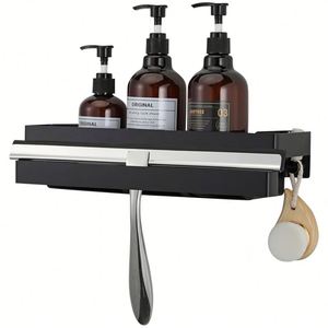 Étagère de salle de bain murale auto-adhésive en acier inoxydable améliorée de 33 cm, sans perçage, pour raclette de fenêtre - Product Image 1