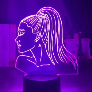 3d gece lambası şarkıcı Ariana Grande hayranları için hediye yatak odası dekoru ışık Led dokunmatik sensör renk değiştiren çalışma masası lambası ünlü