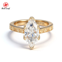 Bague vintage en or massif 9K/14K/18K avec diamant de laboratoire taille marquise 4 carats, filigrane, bijoux fins pour femme