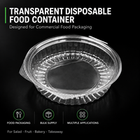 Bol à salade rond transparent empilable avec couvercle à charnière, récipient alimentaire jetable pour plats froids à emporter et traiteur
