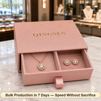 Boîtes d'emballage cadeau élégantes pour accessoires, en papier rigide rose blush personnalisé, avec estampage à chaud doré, tiroir coulissant
