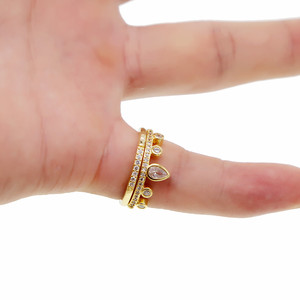 Promotion Gold Plated Fashion Wedding Engagement Cz Band Set of 2 Pcs <strong>Crown</strong> <strong>Ring</strong> - Product Image 5
