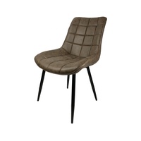 Chaise de salle à manger de luxe pour usage commercial, revêtement en tissu velours, dossier classique à carreaux, avec pieds en métal
