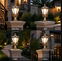 Lampadaire Solaire Extérieur Hexagonal en Verre Dépoli Craquelé, en Aluminium, Style Européen, pour Portails, Cours et Villas, LED