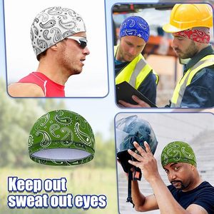 Tela de enfriamiento impresa personalizada transpirable Durag Dome Cap Stretch HD peluca Cap Stocking Elastic 360 Wave Caps para casco de motocicleta - Product Image 4