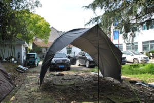 Tienda de campaña de playa con toldo de protección solar y lluvia para acampada y tierra, toldo de lona de concha negra, refugio para el sol y la lluvia, para acampada y por tierra, de color negro - Product Image 5