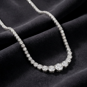 Collier pendentif tennis tendance couleur argent avec chaîne à maillons en cristal taille ronde, bijou élégant pour cadeau de mariage et d'anniversaire - Product Image 4