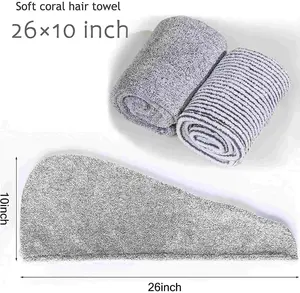 Serviette Turban en microfibre de charbon de bambou pour femmes, sèche les cheveux rapidement, produit absorbant, haute qualité