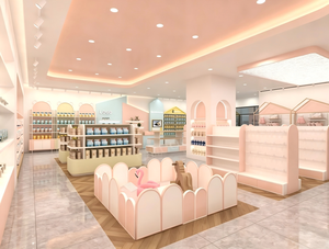 Diseño Interior Moderno y Lujoso para Tienda de Bebés, Estilo Nórdico Morandi, Madera de Roble y Mármol, Proyecto de Diseño Modular para Boutique Infantil - Product Image 5