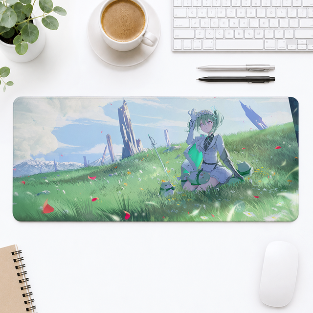 OEM ODM Custom Luxury Anime Girl Desk Pad Calendar Mouse Mat PU Material UV Printing 2026 Wallpaper Style Gaming Mat Wholesale