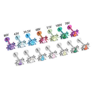 Hoa tai dạng đinh tán, chất liệu titan không gây dị ứng theo tiêu chuẩn ASTM F136, thiết kế hình nhện, mặt sau phẳng, ren trong, dùng cho khuyên tai, môi, mũi, vành tai. - Product Image 6