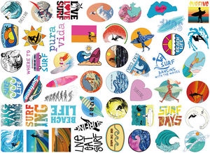 50pcs Sea Wave Water Bottles Cool Summer <strong>Surf</strong> Sand Beach Waterproof Sun Graffiti PVC Outdoor decorative <strong>Sticker</strong> - Product Image 2