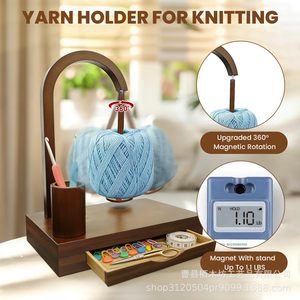 Solid Wood Yarn Rack With Storage Drawer <b>Crochet</b> <b>Hook</b> Holder Yarn Ball Stand For Crafting - Product Image 3