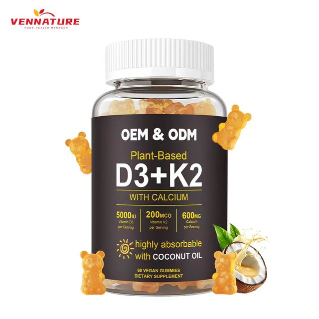 Customized Formula 3 in 1 Vitamin Gummy Supplement  with Calcium  Vitamin K2 D3 Gummies for Adults Stronger Bones