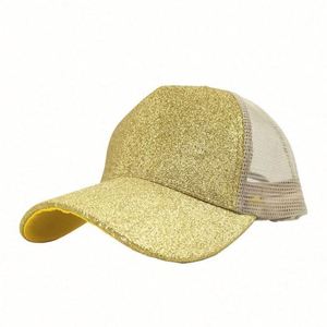 Casquette de baseball en maille pour femme, haute qualité, avec ouverture pour queue de cheval, rose brillant, vente en gros - Product Image 1