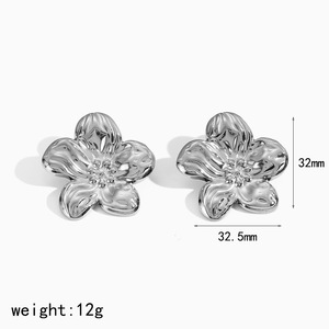 ต่างหูรูปดอกไม้สแตนเลสสีทองสีเงินสำหรับผู้หญิงแฟชั่นของขวัญเครื่องประดับ TE60586 - Product Image 4