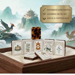 Nuevo Estilo Lujoso y Moderno, Plegable, Portátil, Resistente al Agua, Ecológico, con Patrón de Tortuga, Mahjong, Loto Blanco Dibujado a Mano - Product Image 4
