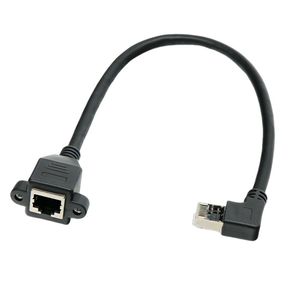 Rj45 Male To Female Network Extension Cable 90 Degree Bend With <b>Screw</b> Holes For Up Down Left Right Bends <b>Copper</b> Wire - Product Image 1