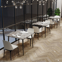 Table à manger rectangulaire moderne pour 4 personnes, plateau en marbre avec pieds noirs pour la cuisine, le salon, le Restaurant