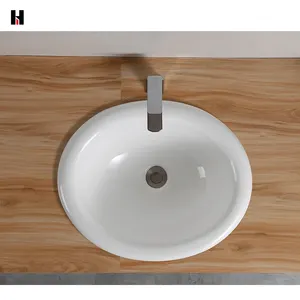 Lavatório de cerâmica para banheiro com logotipo personalizado para lavatórios de hotel Hanover branco