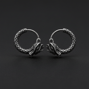 Pendientes de Aro Huggie Personalizados para Hombre, de Acero Inoxidable 316 Hipoalergénico, con Diseño Vintage de Escamas de Dragón, Estilo Gótico, Regalo - Product Image 1
