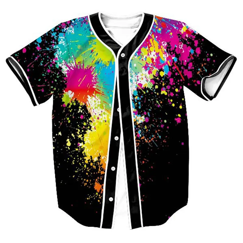 Fitspi 3d Baseball Shirt Men Splash Ink Print Men T Shirts Short Sleeve T-shirt Casual Baseball Jersey Harajuku Hip Hop Tops Tee