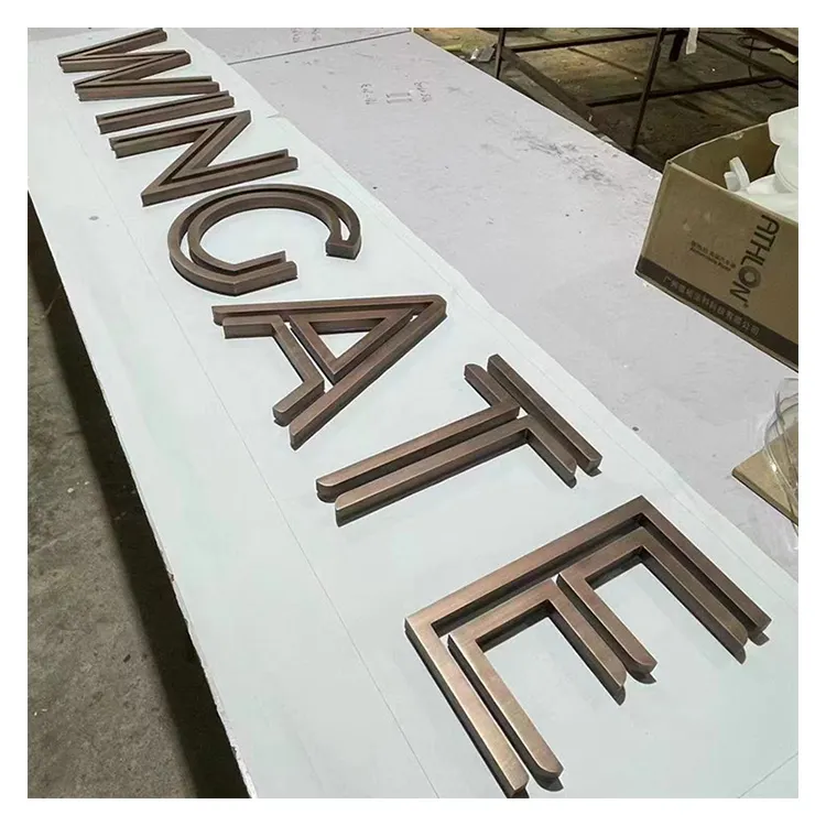 Custom Vintage Copper Color Metal Lettering Non Illuminated Brushed Flat Cut Aluminium Letters For Wall