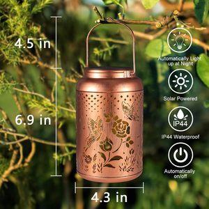 Lâmpada solar para uso ao ar livre, lâmpada de metal à prova d'água para suspensão de borboletas, luminária decorativa para jardim - Product Image 3
