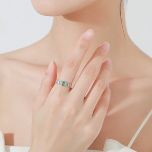 S925 Sterling Silver Fresh Blue-Green Jewelry Set, Women's Ring and Earring Set, Birthday Gift, Everyday <b>Accessories</b> - Product Image 4