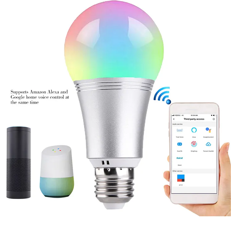 LED intelligent rgbw color remote control bulb RGB color changing bulb E27 screw mouth 7W indoor dimming small night light