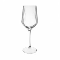 Offre Spéciale – Verre à pied classique en verre transparent avec rayures verticales en relief pour vin rouge et dessert – Fabrication mécanique – Cadeau d'affaires