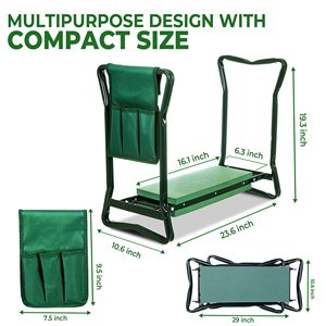 <span class=keywords><strong>Banc</strong></span> <span class=keywords><strong>de</strong></span> <span class=keywords><strong>jardin</strong></span> extérieur léger et portable avec pochette pour sac à outils et siège d'agenouillement en métal pliable en mousse EVA - Product Image 1