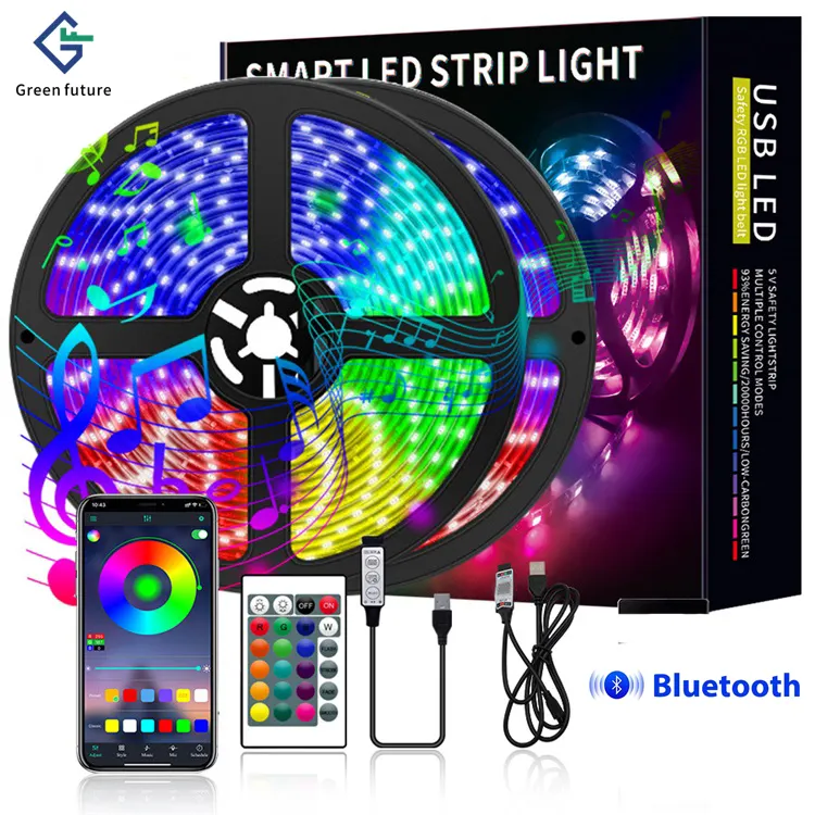 Smart Remote Wifi Digital Led Strip 5M Roll Lighting Waterproof 5V Bulk 5050 Rgb Led Strip Light