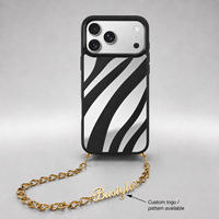 Coque de protection antichoc en acier inoxydable avec logo personnalisé, chaîne de téléphone et sangle miroir intégrée pour iPhone 17 – Vente en gros