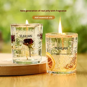 Bougie parfumée de luxe en cire de gelée aux fleurs naturelles, huile parfumée, encens, décoration d'aromathérapie pour chambre à coucher, cadeau - Product Image 4