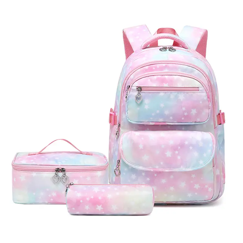 2024 Kinder-Schultaschen-Set Mädchen-Rucksack mit Mittagstüte und Bleistifttasche Kinder-Schultaschen 3-Sets