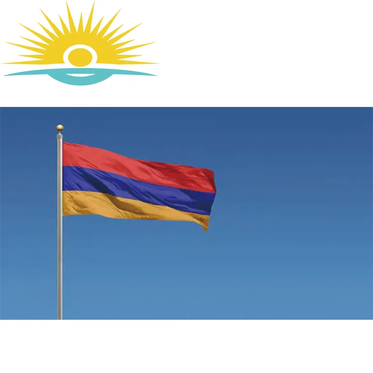 Zonneschijn Custom Armenia Vlaggen 3X5 Ft Logo Print Rood Blauw Geel Vlag Uitwisseling Hand Zwaaiende Auto Armenia Landen Vlag