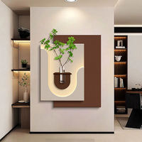 Dekorasi Dinding Gantung 3D Batu Pasir Besar Gaya Modern Pola Still Life Tanaman Hijau Simulasi untuk Dekorasi Pintu Masuk