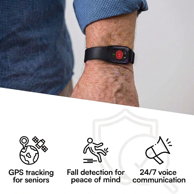 GPS Smartwatch for Elderly with SOS Voice Button 4G Portable Emergency Bracelet GPS Tracker for Elderly