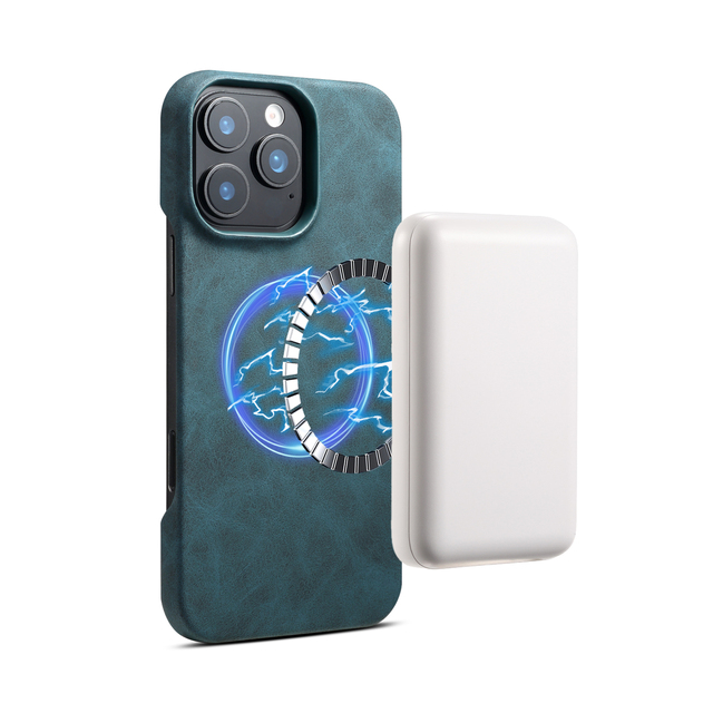 Denior Invisible Magnetic Wireless Charging Phone Case for Apple 17/16/15/14/13 Series Business Design Anti-Slip PU Material