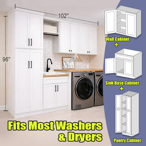 Armario de Almacenamiento para Lavandería Estilo Americano |   Armarios de lavandería a granel para uso residencial |   Armarios de Almacenamiento para Lavadora y Secadora - Product Image 3